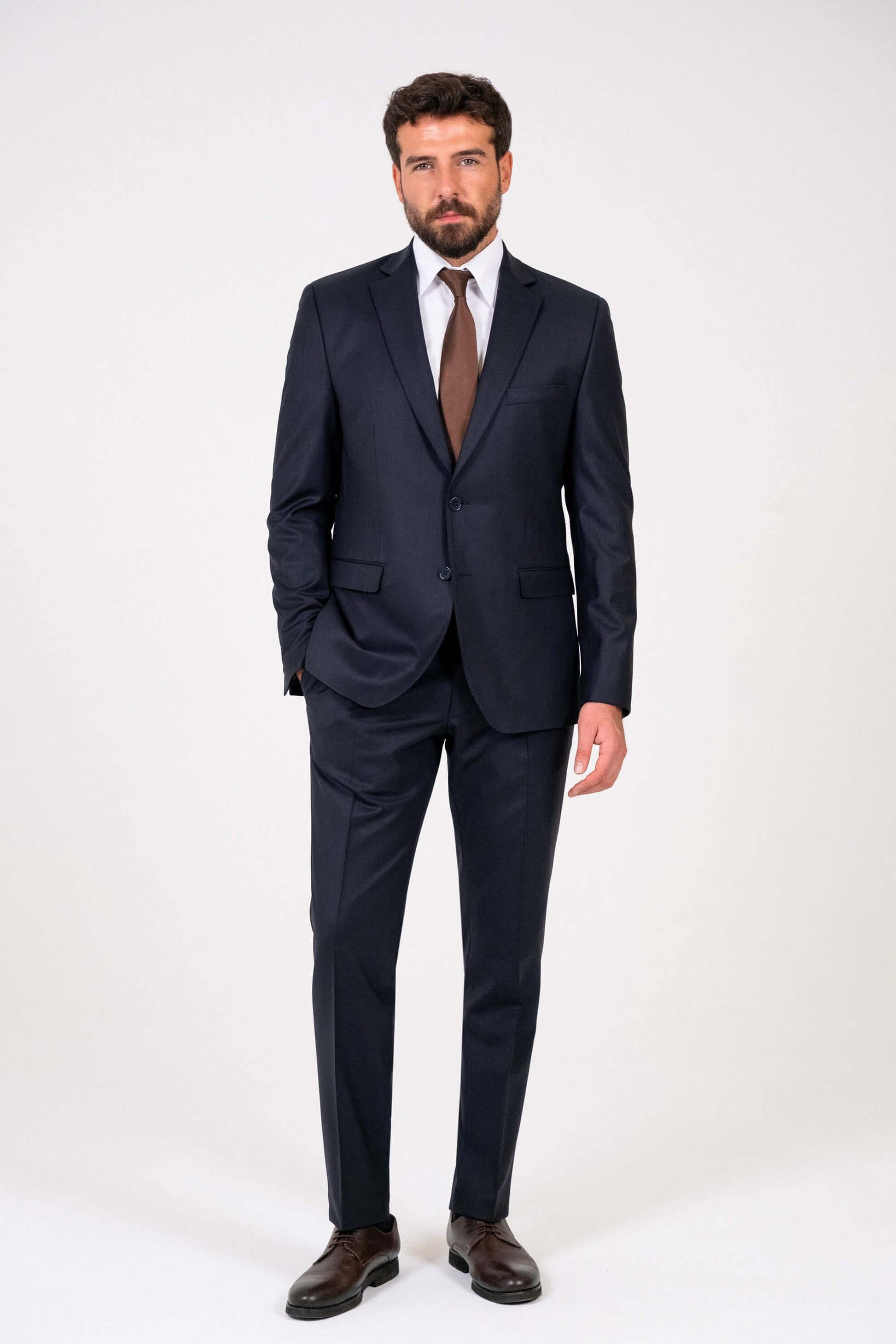 Luxus-Anzug Slim Fit – Schwarz | 96% Schurwolle & 4% Elastan